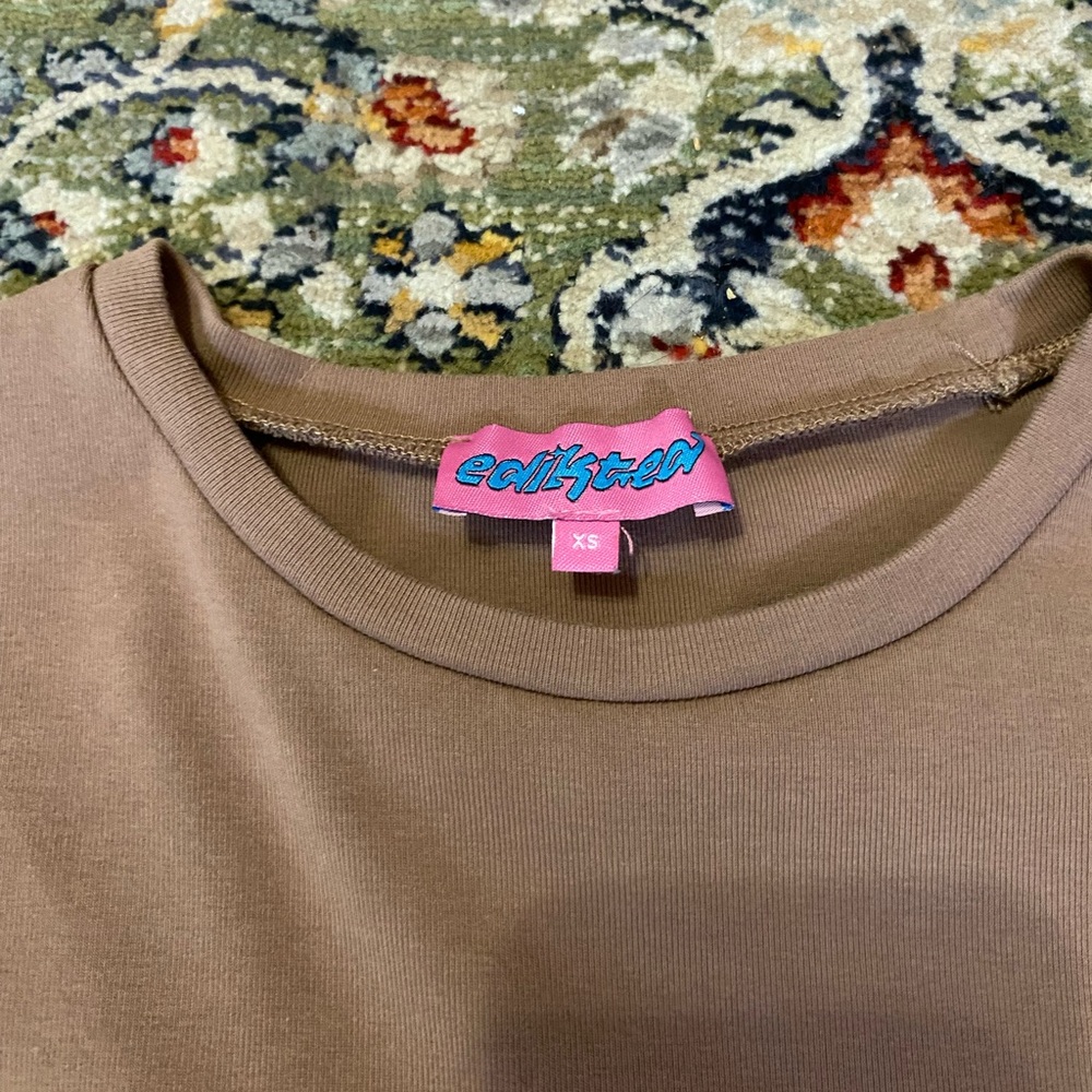 Edikted faux layered shirt cream and brown